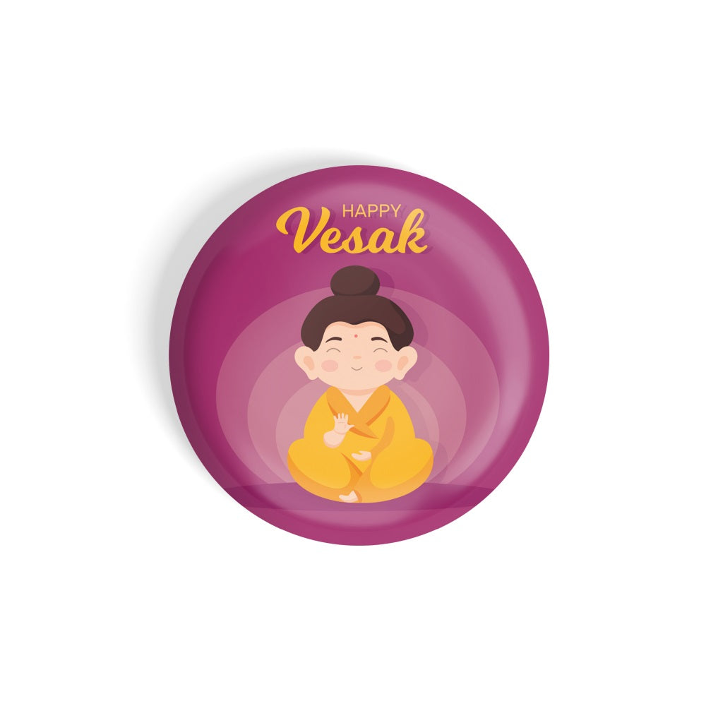 dhcrafts Round Fridge Magnet Purple Vesak Day D3 Glossy Finish Design Pack of 1 (58 mm)